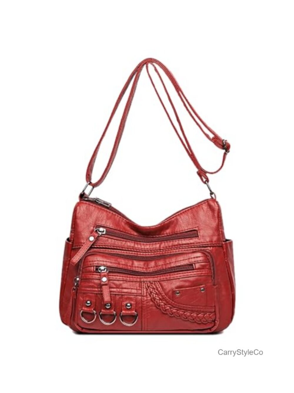 Women's Small Soft PU Leather Crossbody Bag Hobo Purse Multi-Pocket Adjustable